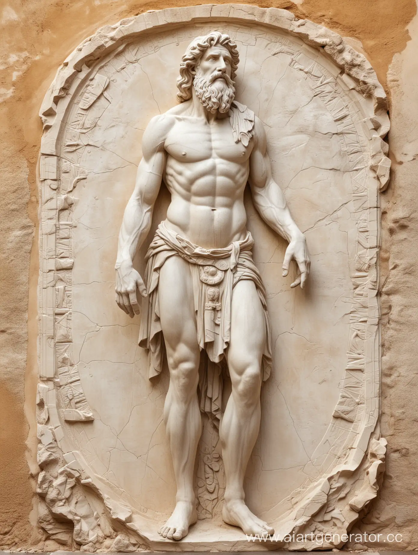 White-BasRelief-Ancient-Man-Atlas-Wall-Art