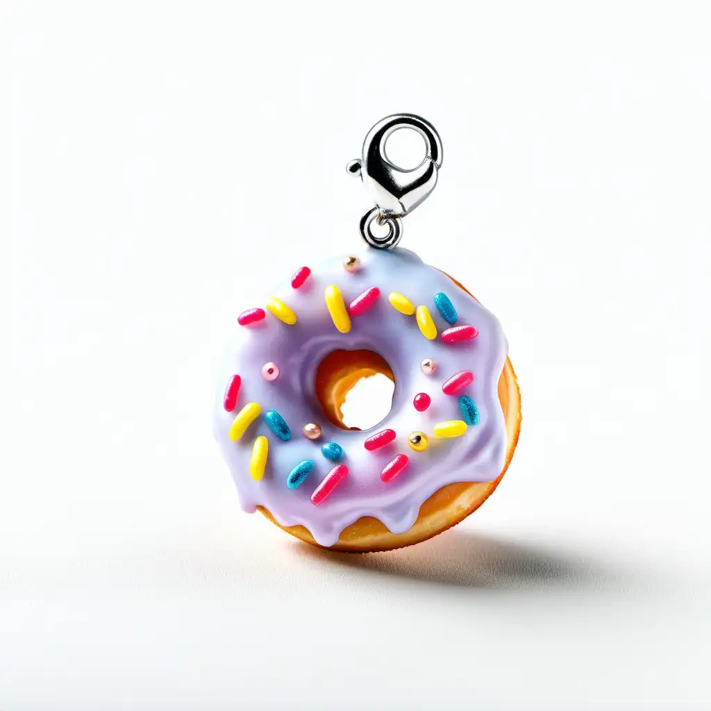 frosted donut charm on white background
