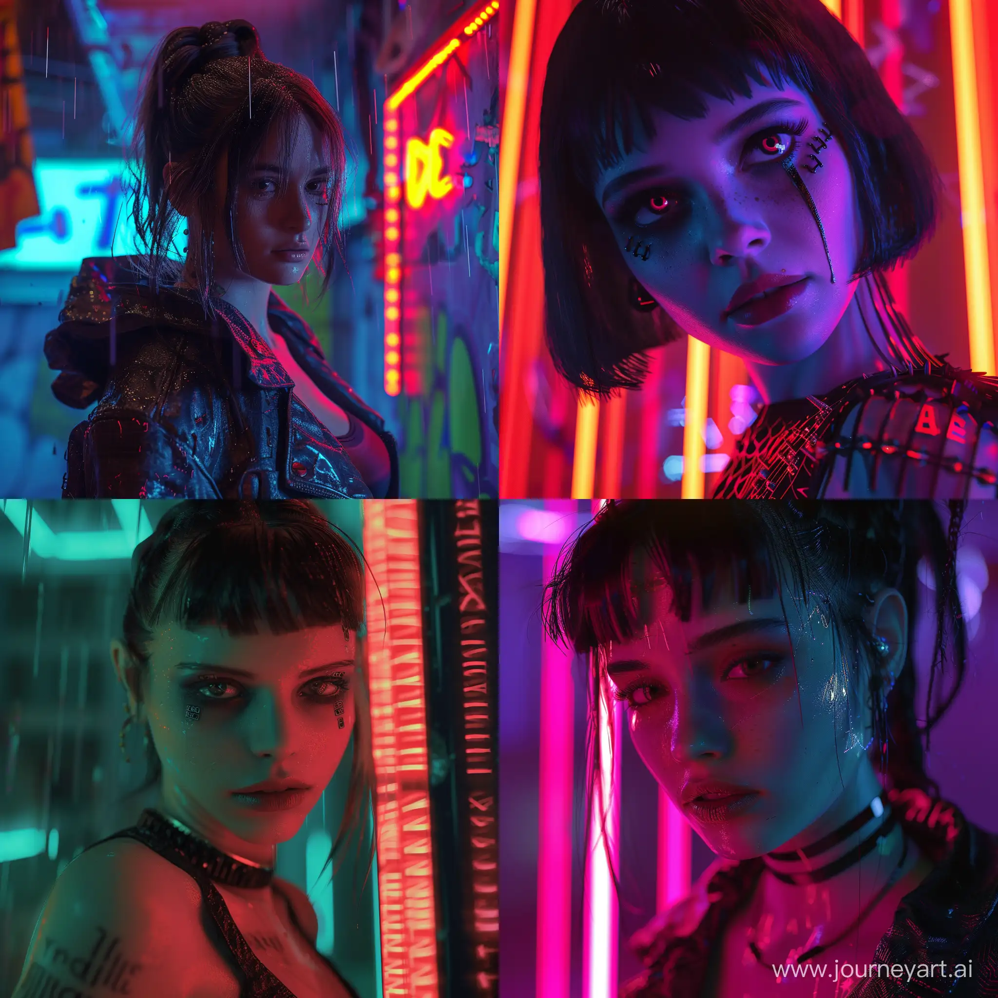 Matilda from movie Leon in Cyberpunk style, neon light, very detailed, realistic, 1440*3040