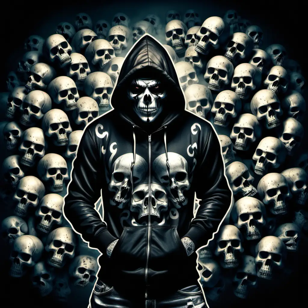 Premium Vector | Hand drawn set of skulls in hood