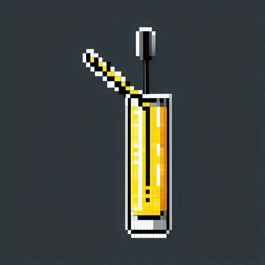 Pixel Art Vibrant Yellow Screwdriver Cocktail with Black Outline