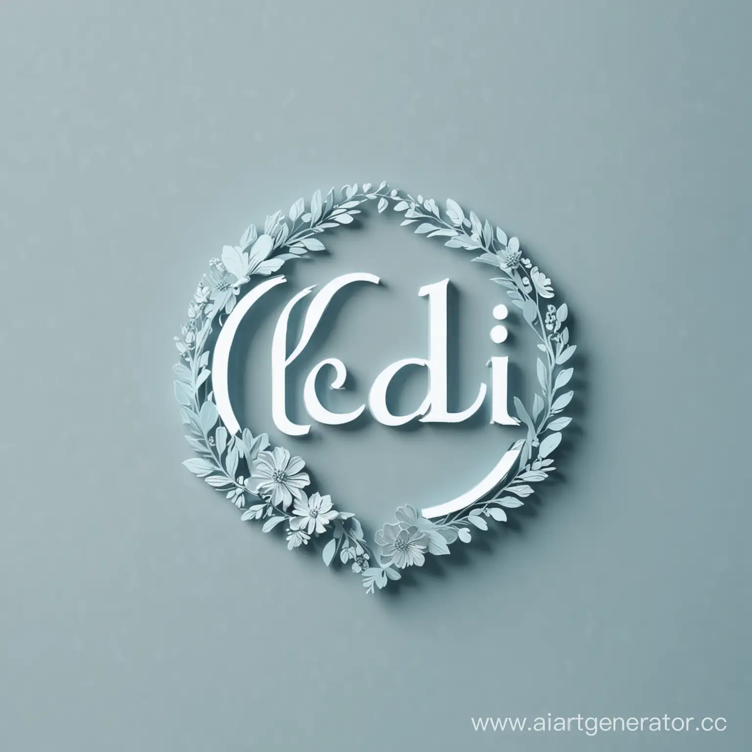 логотип "LeDi" в нежно голубом оттенке, отражающий магазин цветов