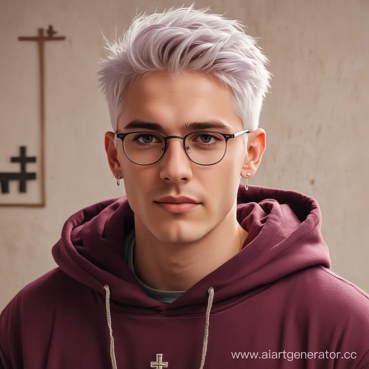 Stylish-Character-with-White-Hair-and-Purple-Eyes-in-Burgundy-Hoodie