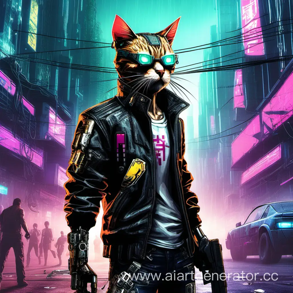 Cyberpunk-Cat-Battle-Futuristic-Feline-Showdown