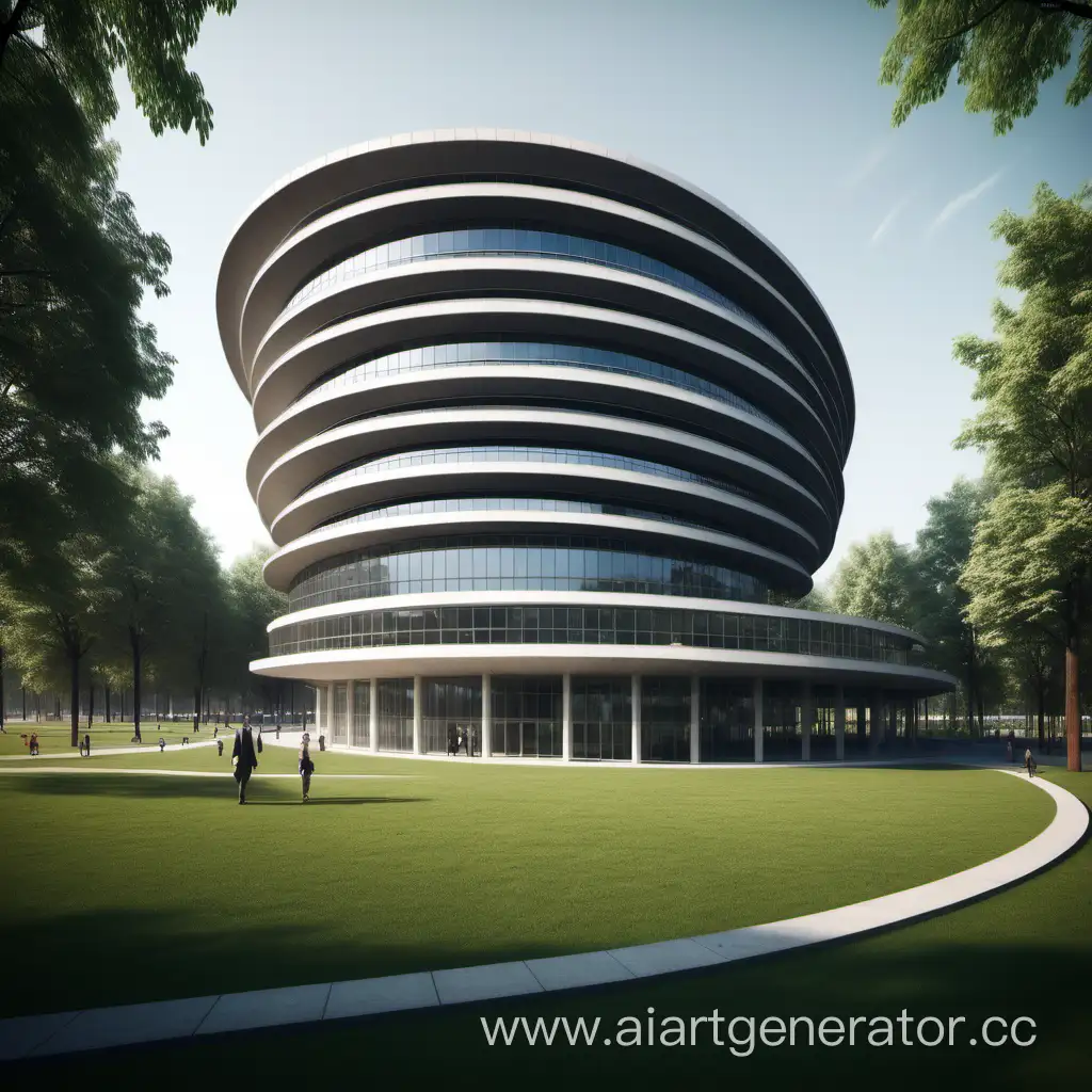 Contemporary-Elliptical-Office-Building-in-Park-Setting