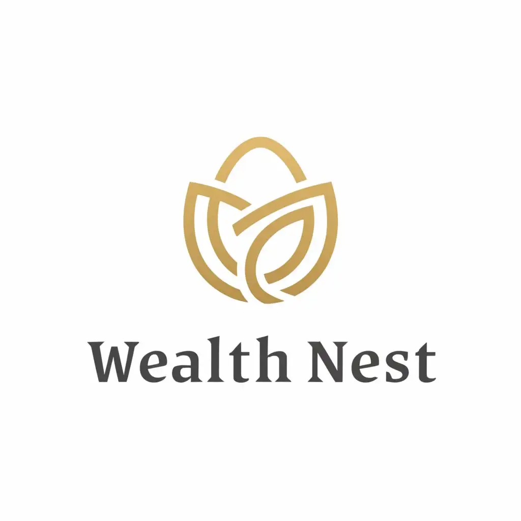 a logo design,with the text "WealthNest", main symbol:A golden egg in a nest,Moderate,clear background