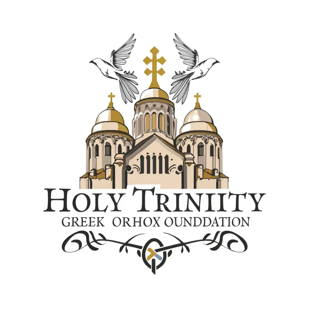 a logo design,with the text "HTGOF", main symbol:Holy Trinity Greek Orthodox Cathedral Foundation,Moderate,clear background