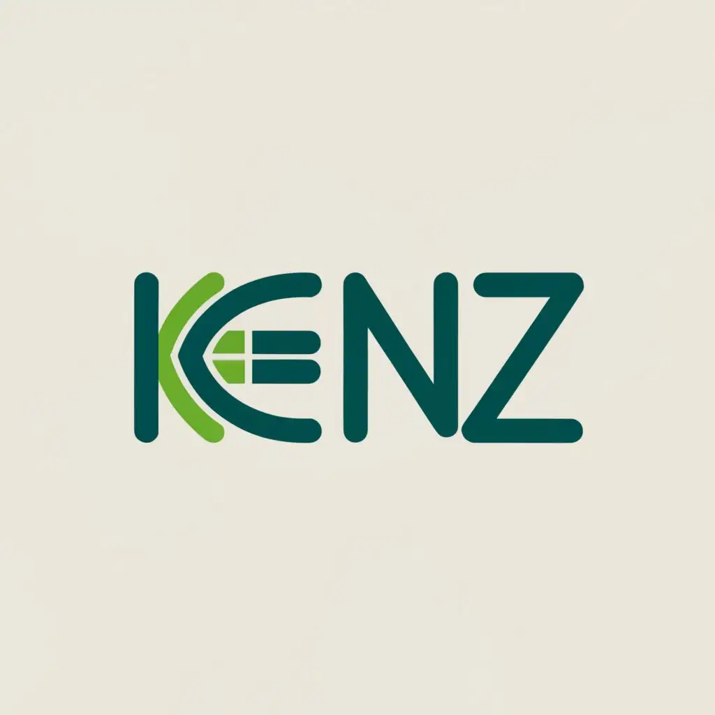 a logo design, with the text KENZ, main symbol: engineering, Moderate, be used in the Construction industry, clear background, font color blue, the design on K in green