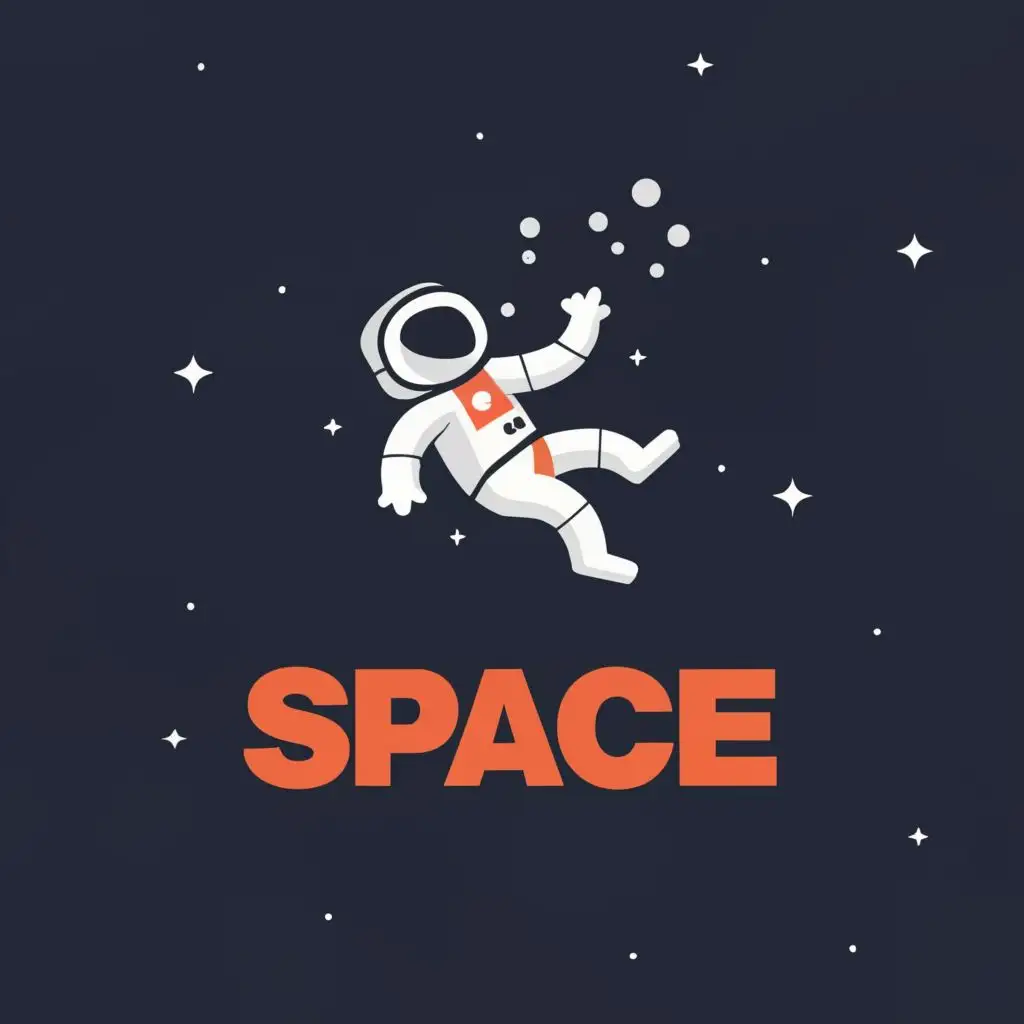 logo, A man floating in space, with the text "Space", typography, be used in Internet industry