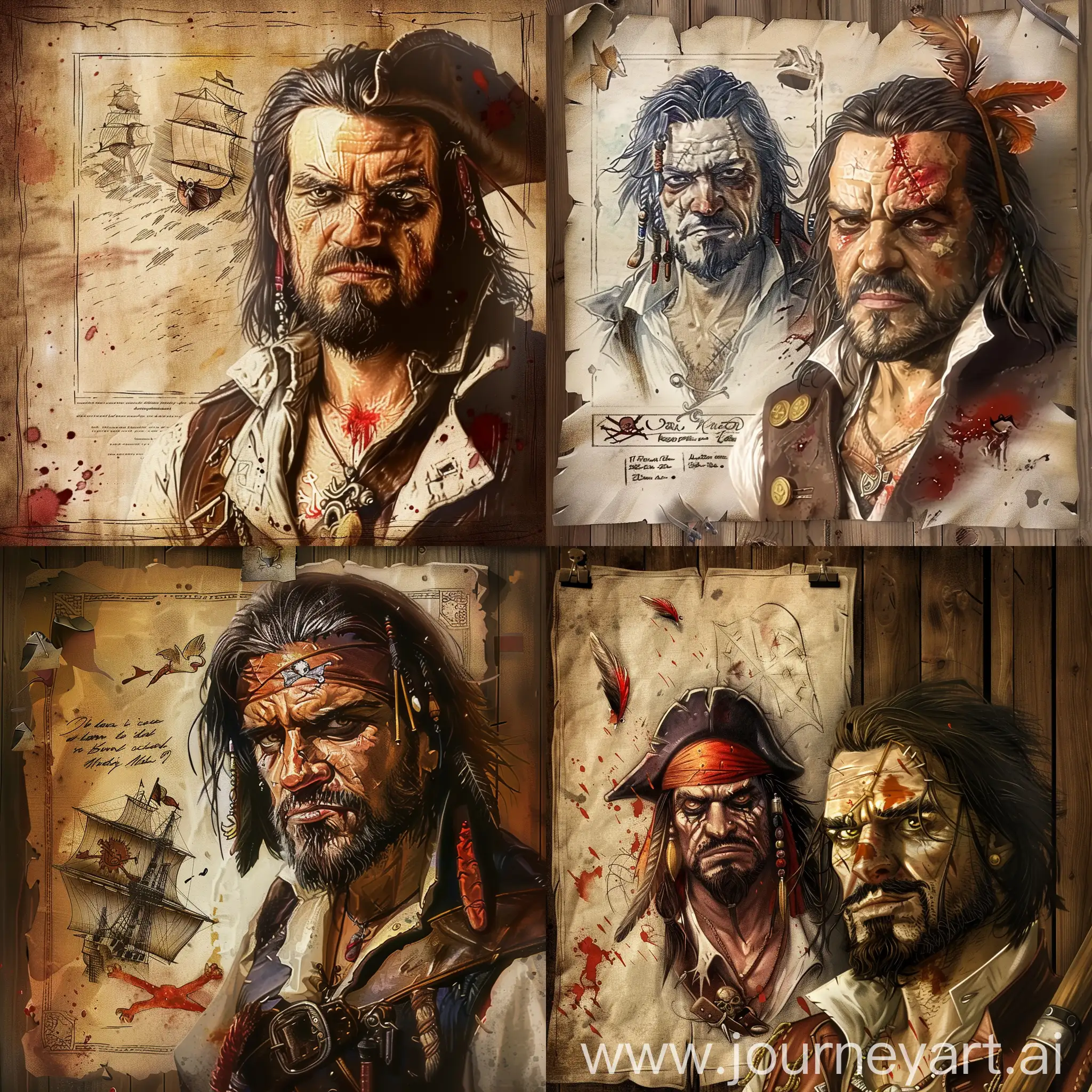 Pirate-Captain-Portrait-on-Parchment-with-Poster