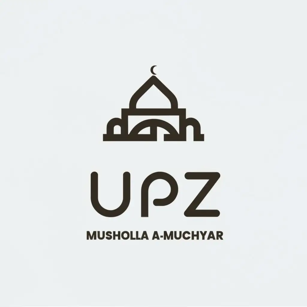 a logo design,with the text "UPZ", main symbol:Musholla Al-Muchyar,Minimalistic,clear background