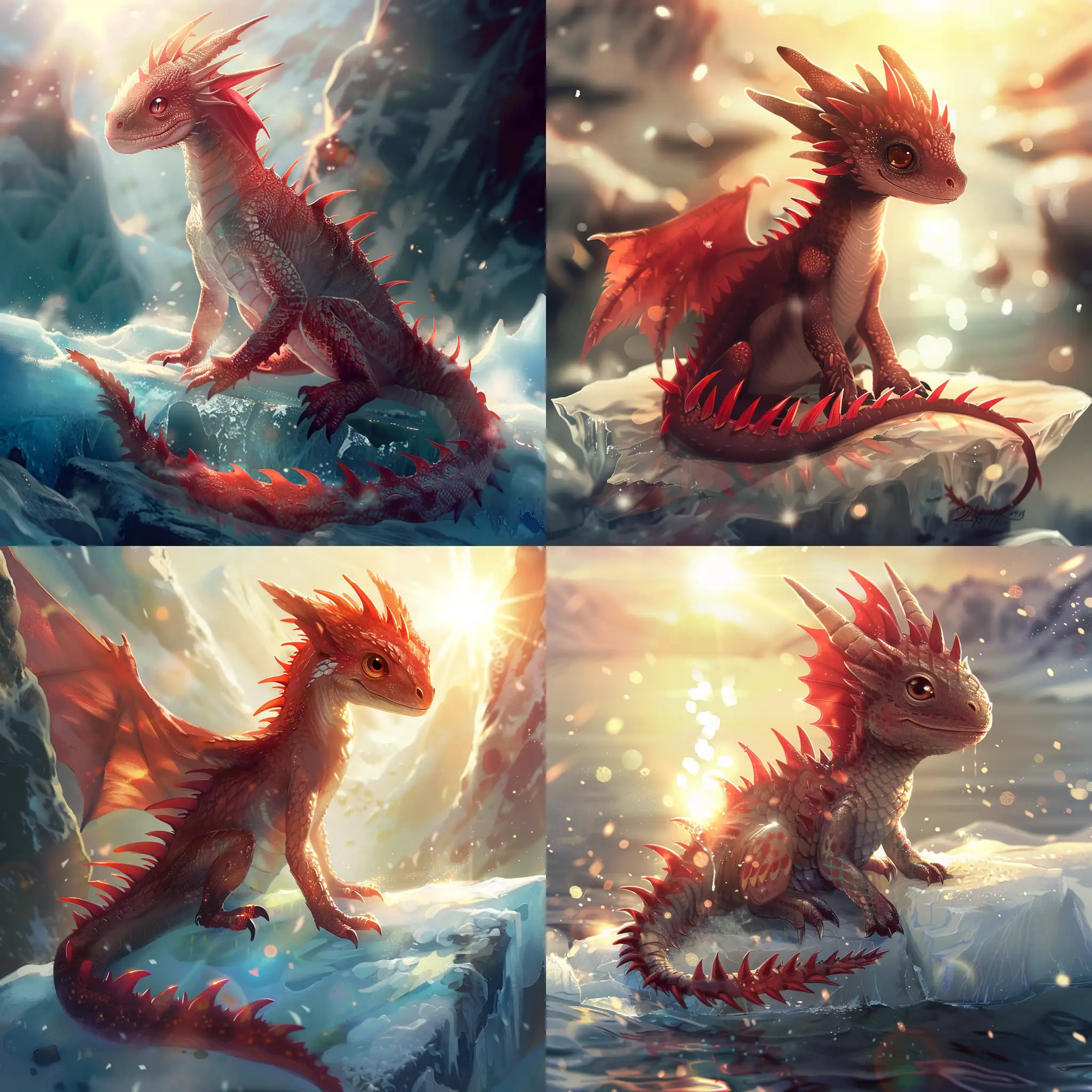 Majestic-Red-Dragon-Basks-in-Sunlight-on-Glacial-Throne