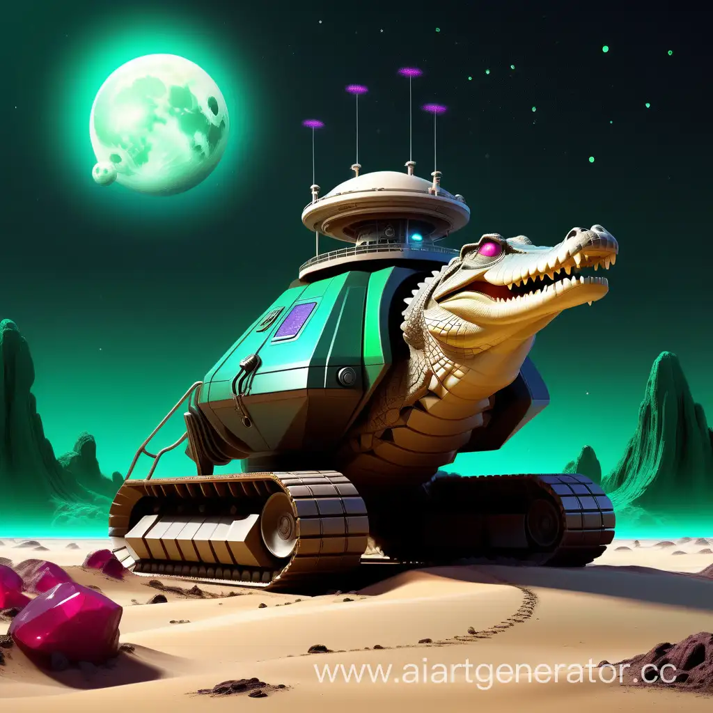 Cybernetic-Excavator-and-Symbiotic-Crocodile-Mining-Ruby-Planet