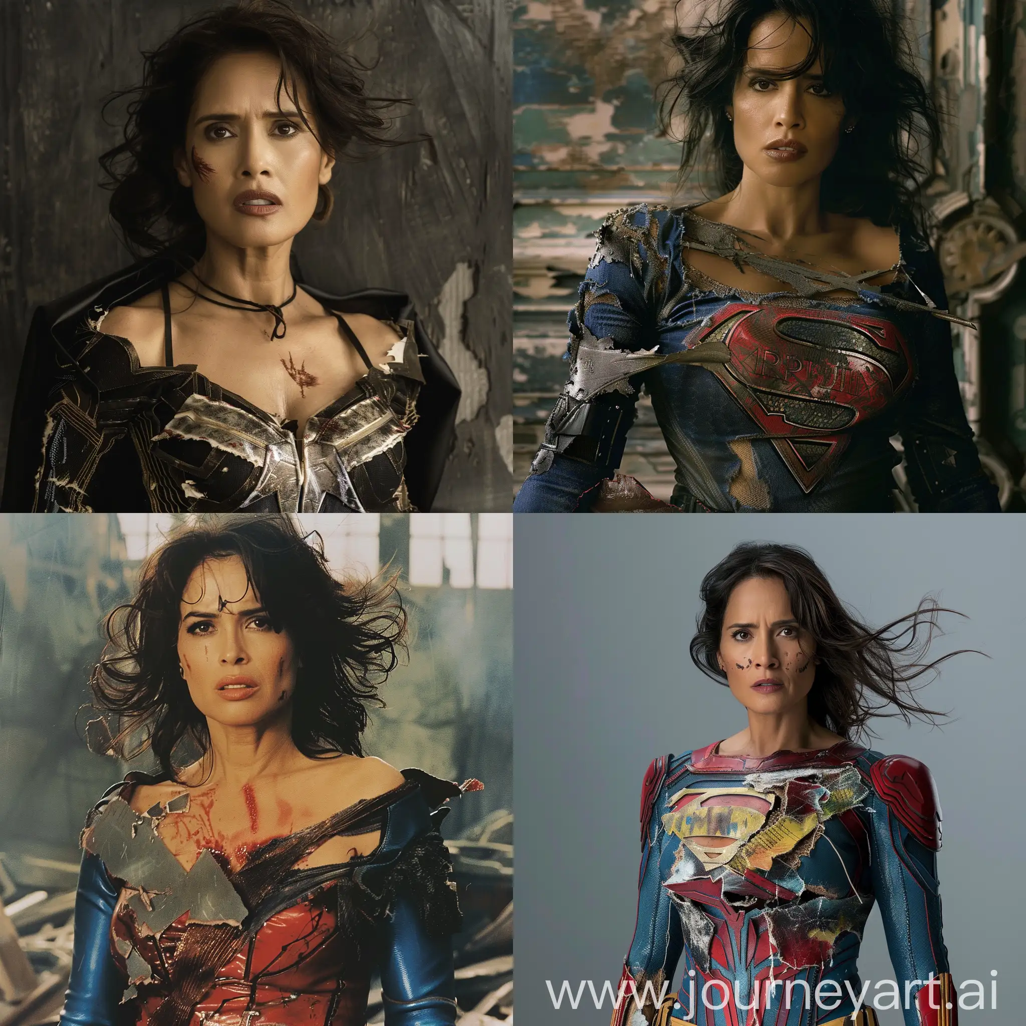 Salma-Hayek-Superhero-Costume-Damage-After-Battle