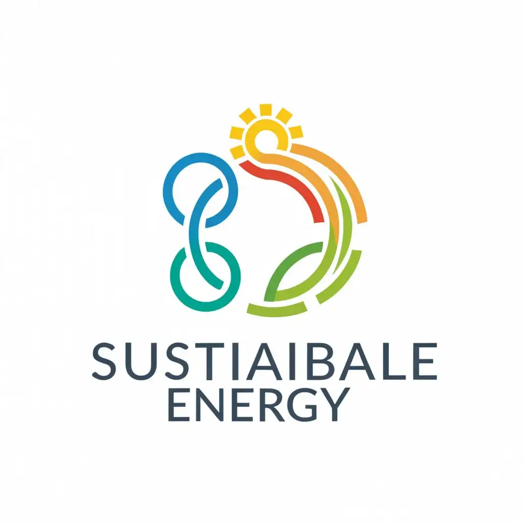 a logo design,with the text 'Sustainable Energy', main symbol:bio, wind, Solar, hydro Energy, light,Moderate,clear background