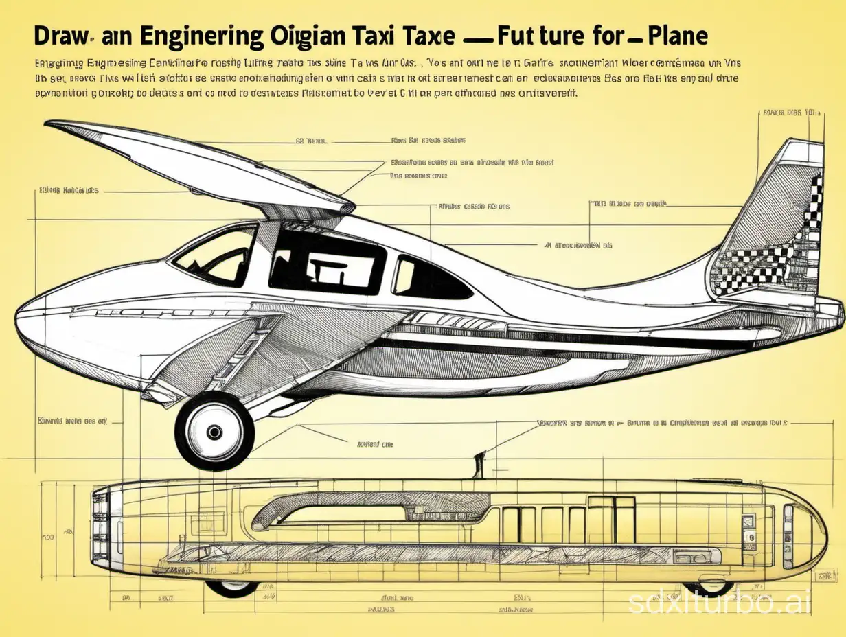 Draw an engineering diagram for a future taxi plane