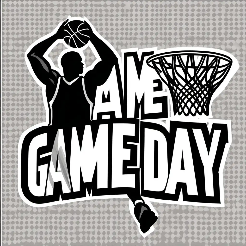 Dynamic Basketball Player in Wavy Lettered Game Day Action