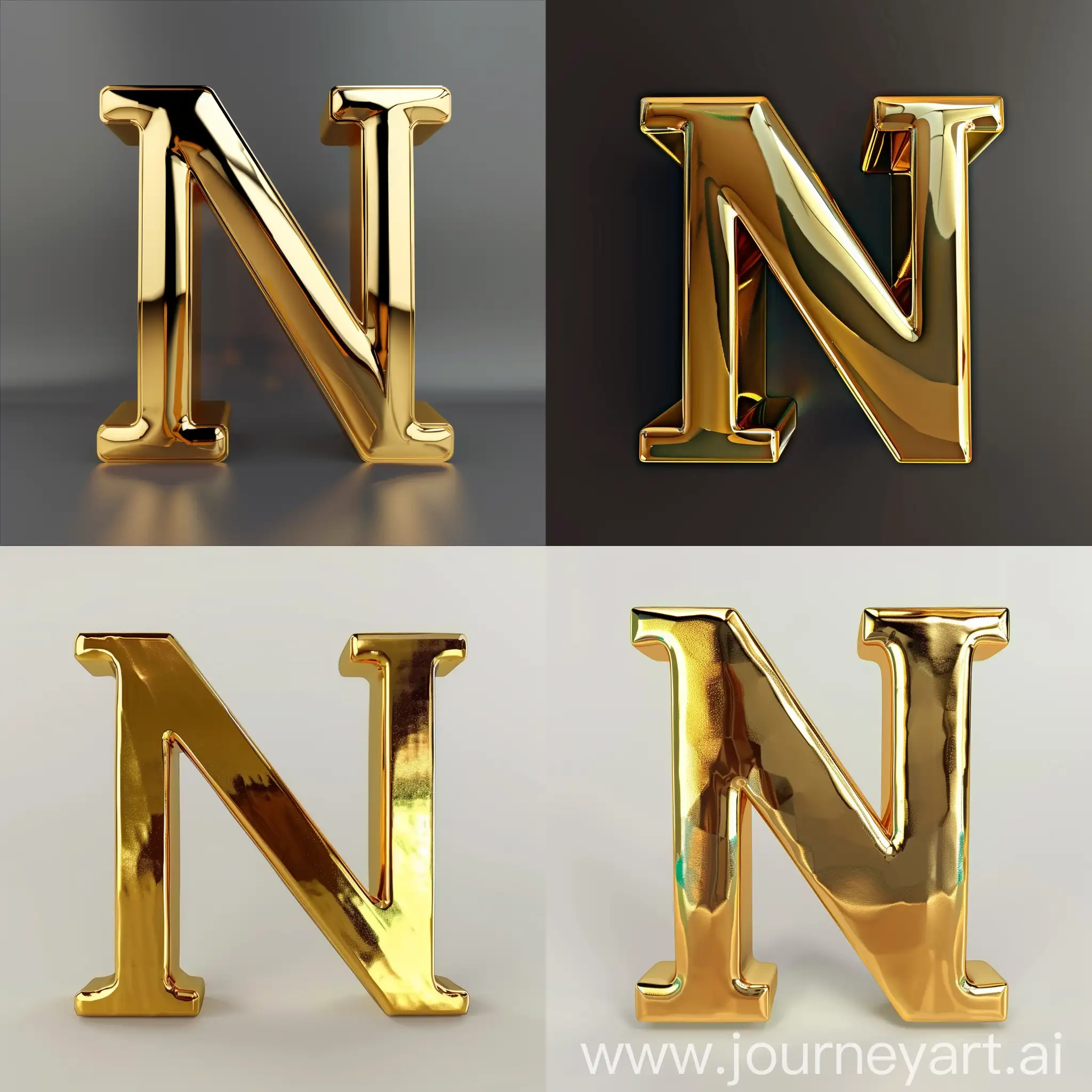 Design a golden 3D logo for me with the letter N, exactly like the Microsoft Bing brand logo
