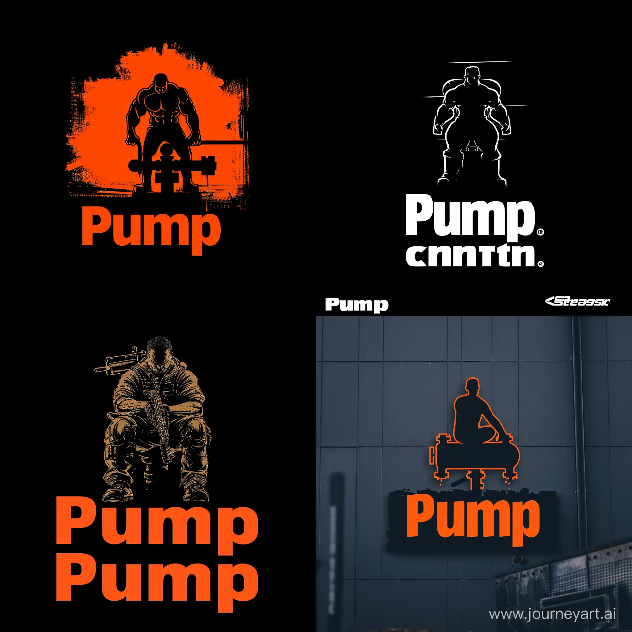 You do logo with man before, can you regenerate it and make “Pump” central 