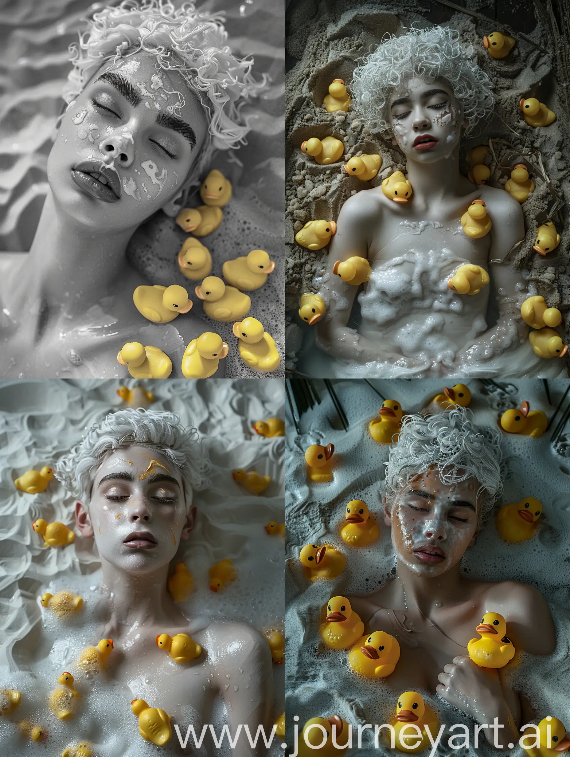 Dreamy-Portrait-Photography-Beautiful-Girl-in-Bath-with-Yellow-Rubber-Ducks
