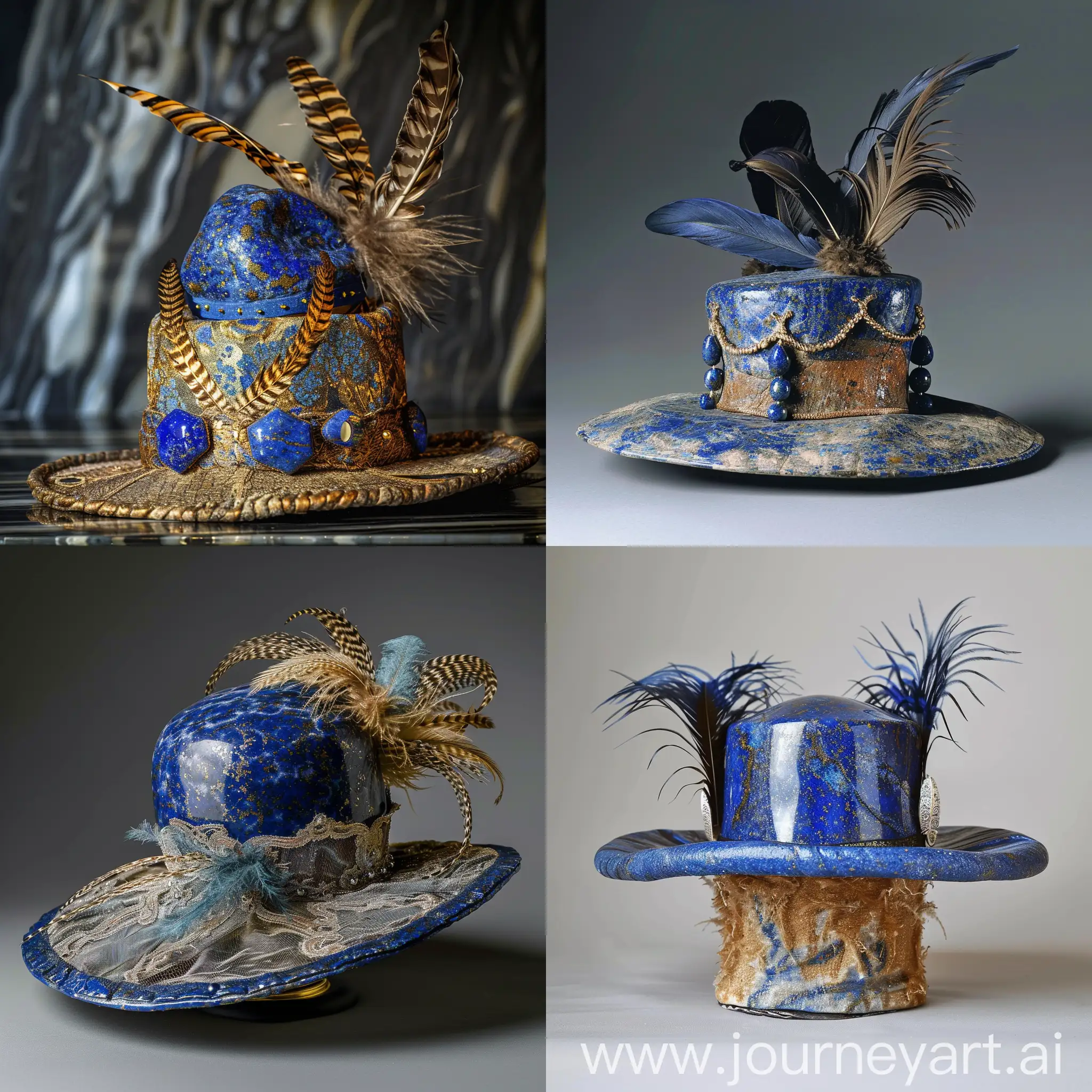 Extravagant-Lapis-Lazuli-Hat-with-Feather-Accent