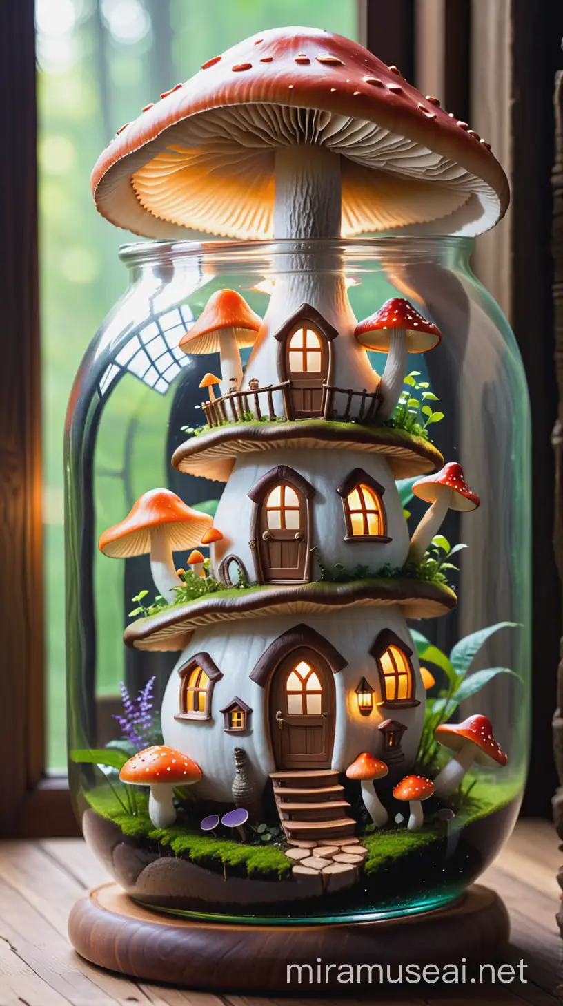 mystic mushroom house in a jar