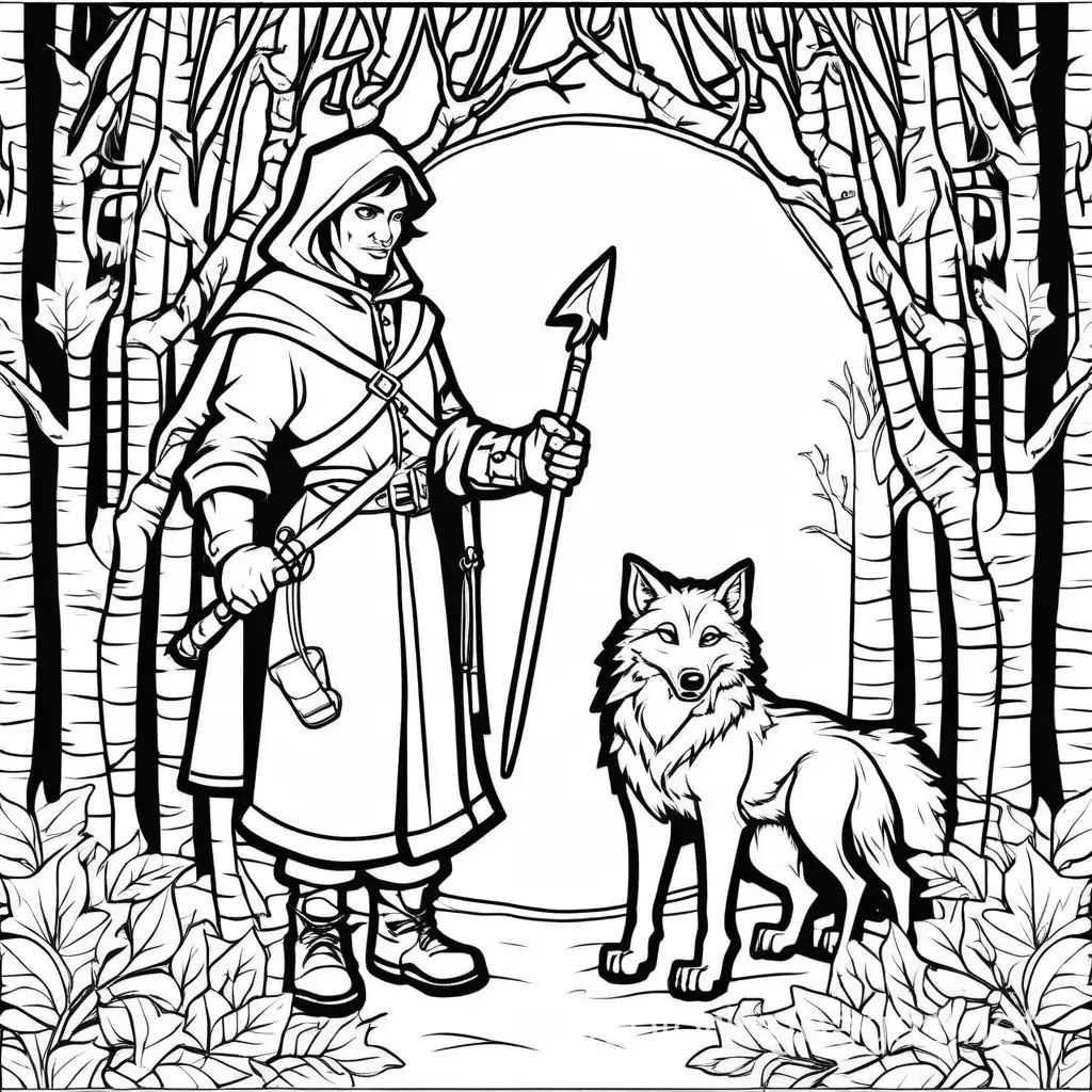 Forest-Hunter-and-Wolf-Coloring-Page-from-Little-Red-Riding-Hood
