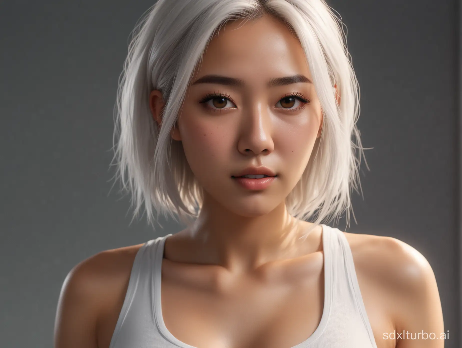 Cinematic-Portrait-Beautiful-Asian-Girl-in-White-Sports-Bra-with-UltraRealistic-Detailing