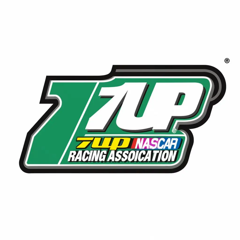 logo, Nascar, with the text "7UP Racing Association", typography