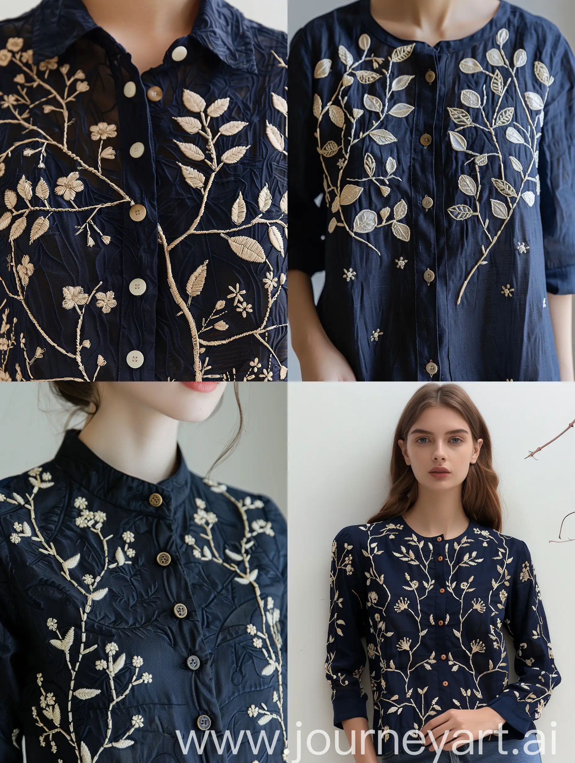 Navy-Blue-Embroidered-Blouse-with-Cream-Accents-and-Floral-Details