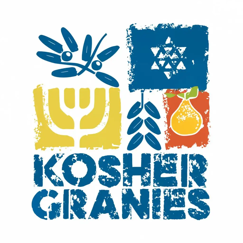 LOGO-Design-For-Kosher-Grannies-Vibrant-Israeli-Colors-with-Menorah-and-Organic-Symbols