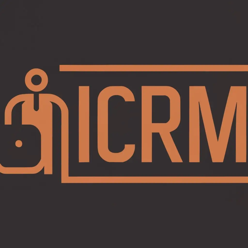 logo, a sales person, with the text "iCRM", typography, be used in Banking sector, the letters to be in black and make the background transparent
