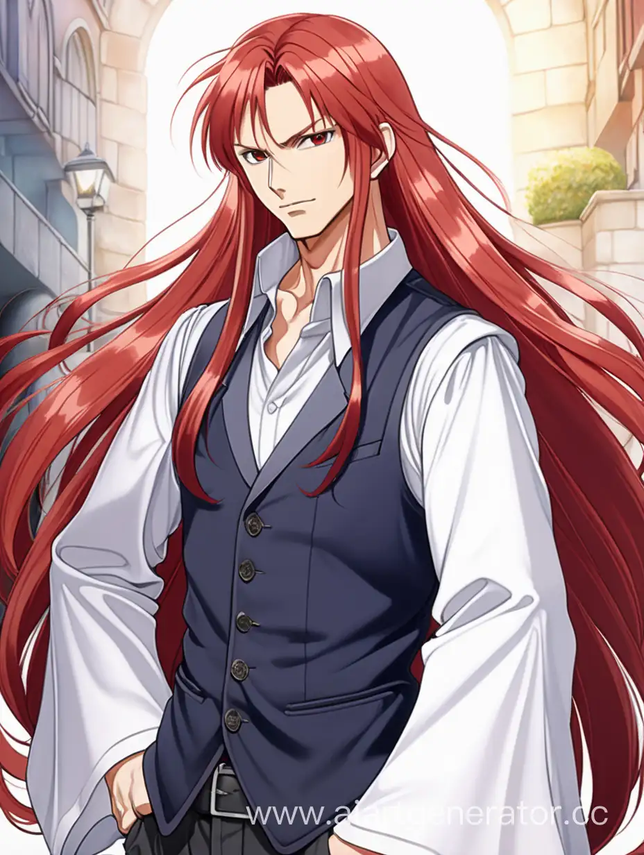 Mature-Man-with-Crimson-Hair-in-Classic-Attire-Anime-Dawn-Portrait