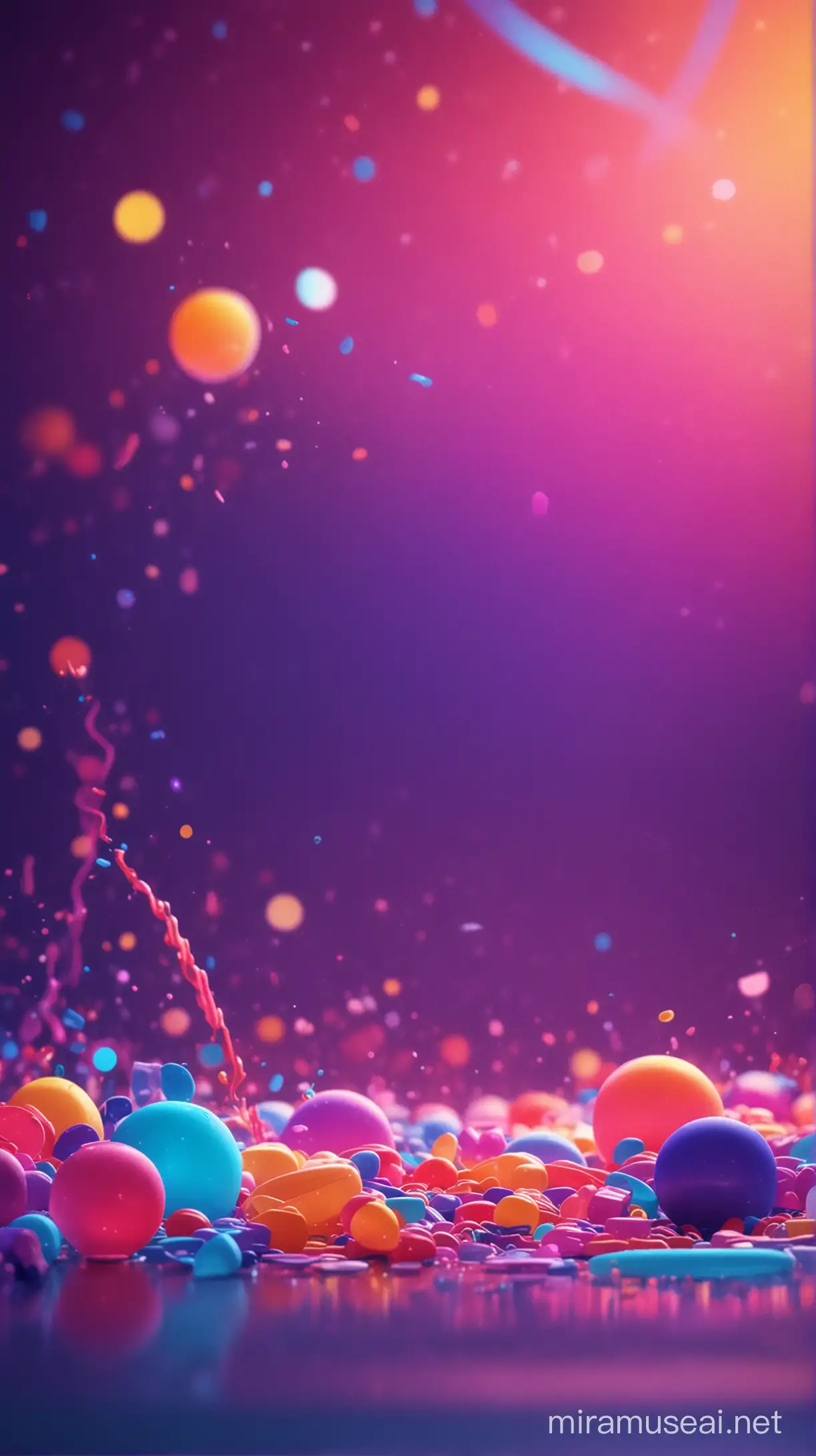 Abstract Multicolor Forms with Neon Bokeh on Realistic Background