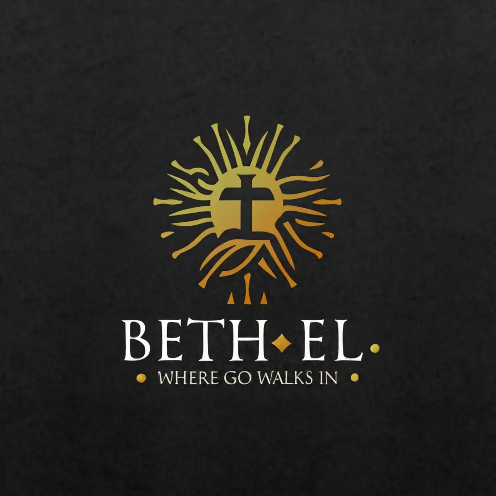 a logo design,with the text 'Beth_El - Where God walks in', main symbol:darkness to light,complex,be used in Religious industry,clear background