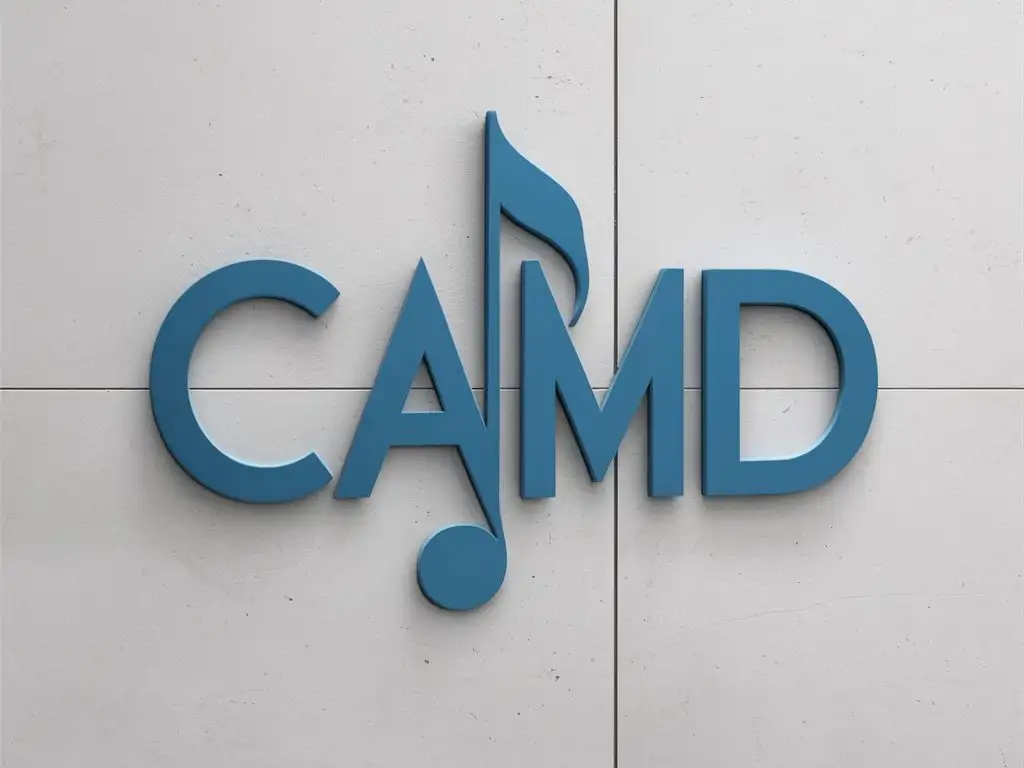 I want an artist manager logo with these letters C.A.M.D, blue glue on white