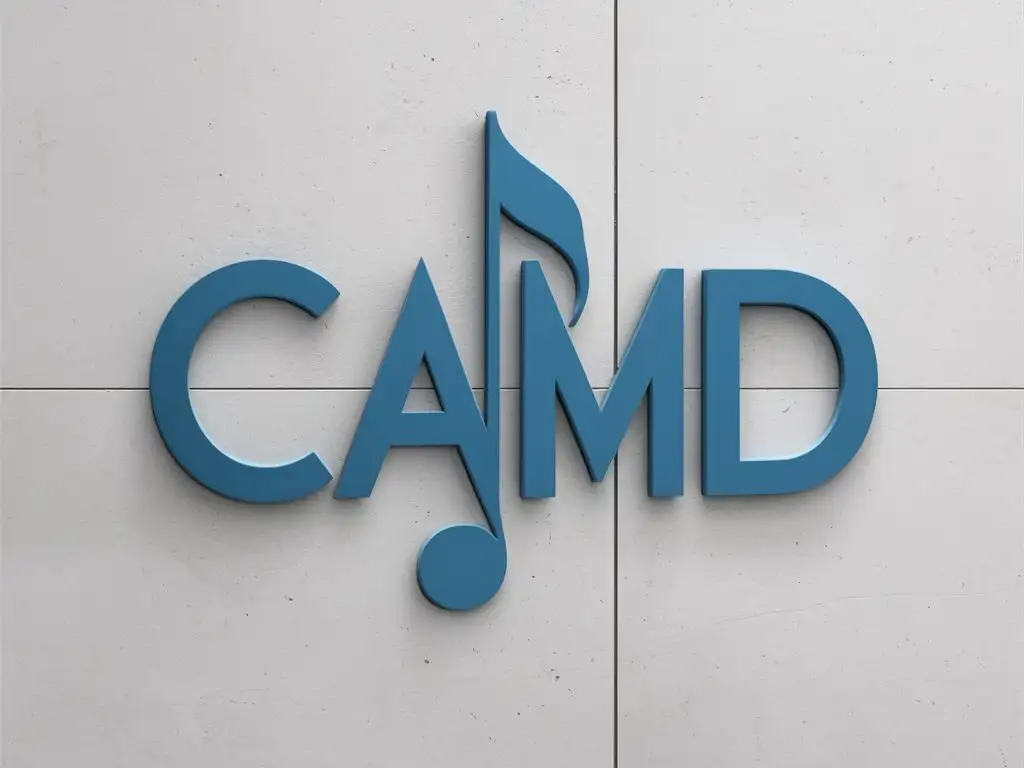 Je veux un logo de manager d'artiste avec ces lettres C.A.M.D, 
colleur bleu sur du blanc 