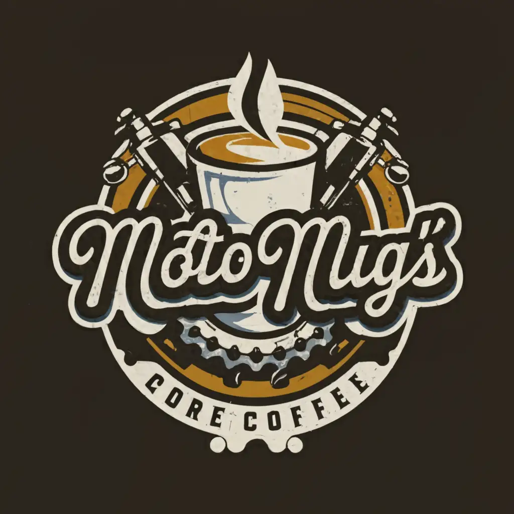 a logo design,with the text "Moto Mug's", main symbol:bikes and coffee,complex,be used in Restaurant industry,clear background