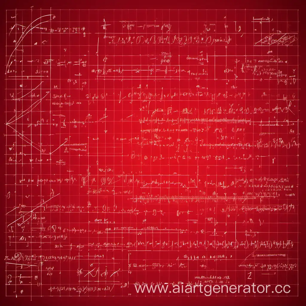 Обычный фон с красным цветом на котором нарисованы физические и математические формулы