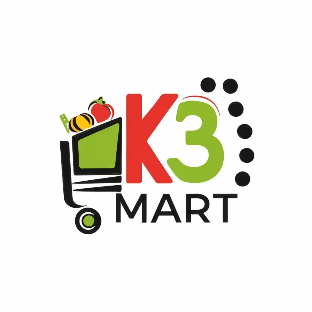 logo, I have opened a super market and i want a logo of my mart. I will use this logo every such a using in banner making. The Mart name is "K3 Mart". So can you make a logo of K3 Mart, with the text "K3 Mart", typography, be used in Retail industry