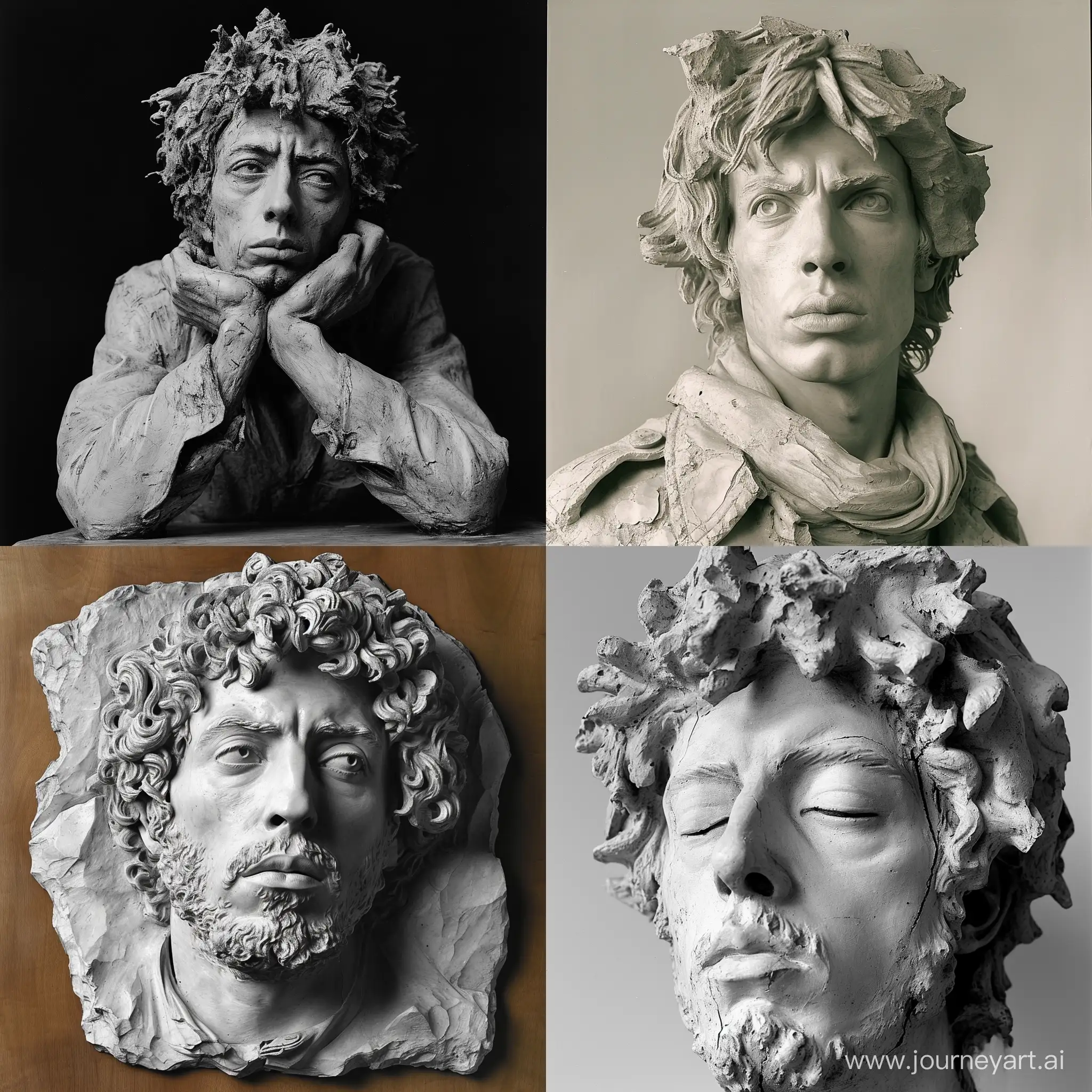 bob dylan in the 60s sculpted by Michelangelo