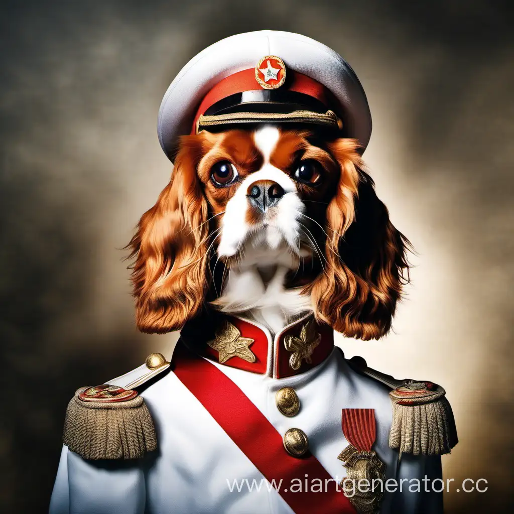 Blenheim-Cavalier-King-Charles-Spaniel-with-Stalins-Character-Portrait