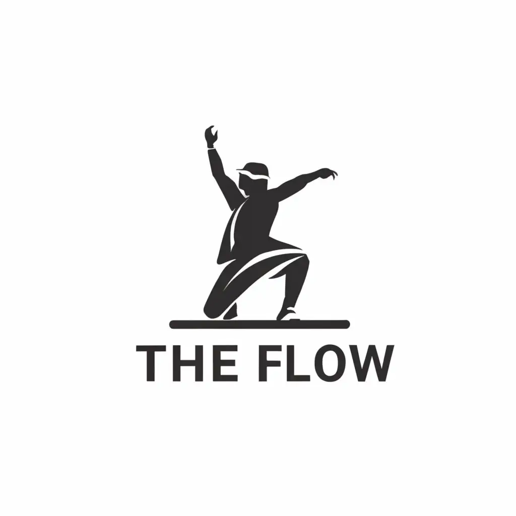 a logo design,with the text "The Flow", main symbol:male dancer modern dances hip hop,Сложный,be used in Другие industry,clear background