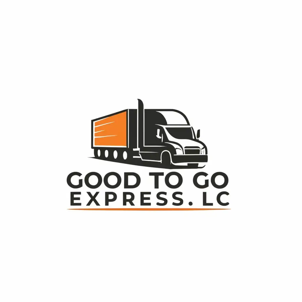 a logo design,with the text "Good to Go express llc", main symbol:TRUCK, ARROW, TREYLER, BOX, CARGO,Moderate,clear background