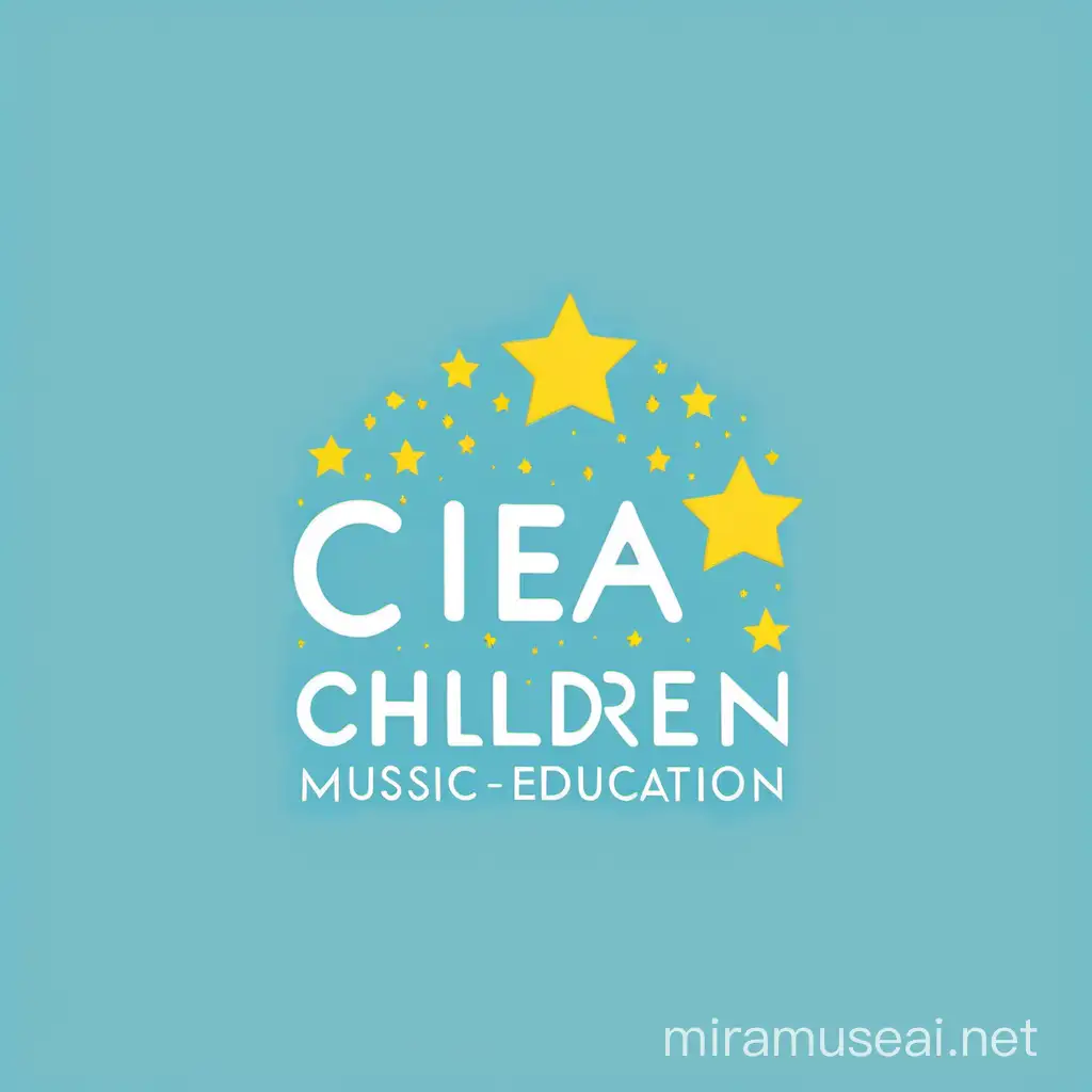 A minimalist logo for a children music & art education organisation in China, idea of brand is wishing  all children growth and shine like a star, The logo subtly convey music, arts, education, growth and opportunity, The vibe of logo is clean ,lively, classic in blue and yellow 