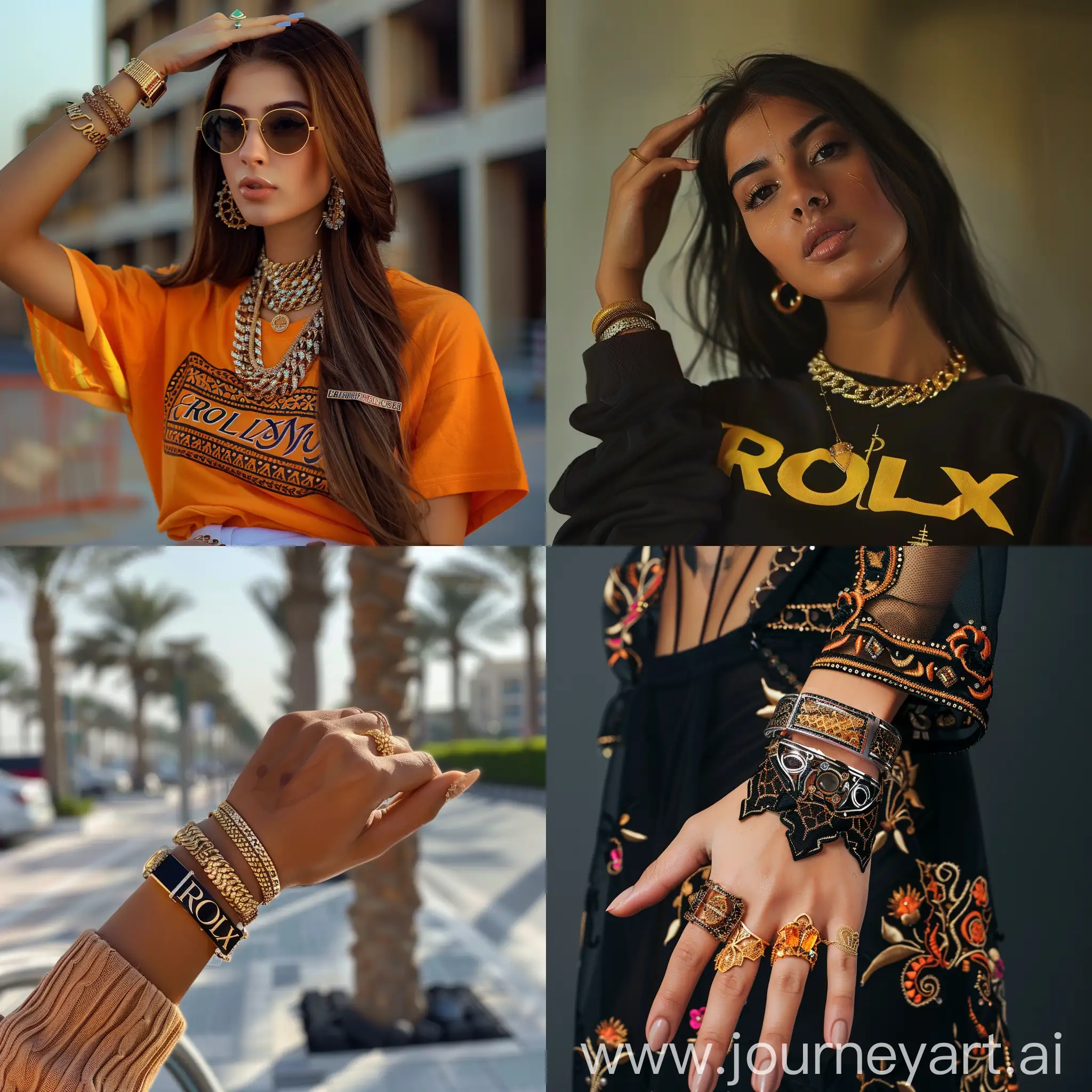 A girl hand wearing rolx in dubai super realistic