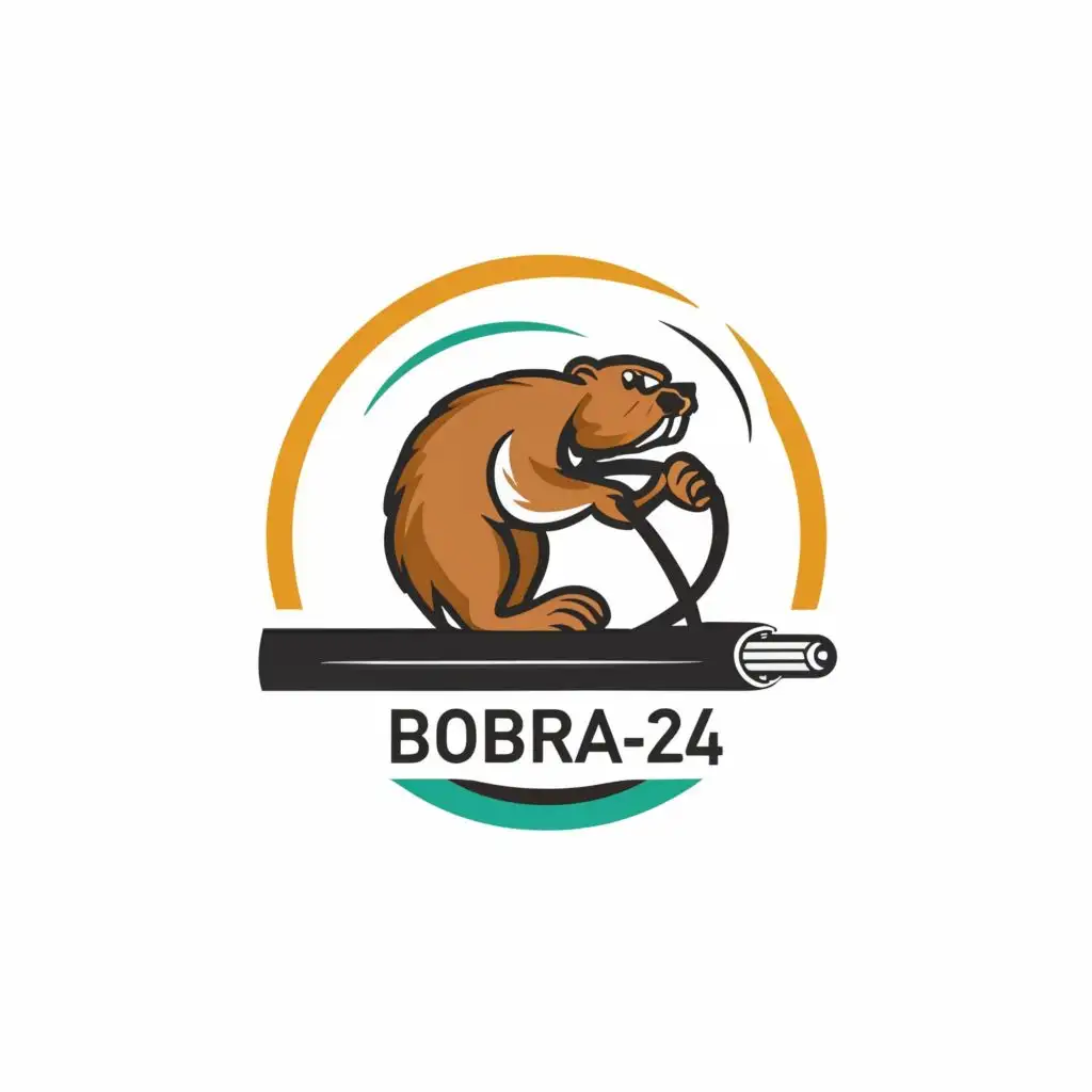 logo, beaver, IT , utp cable, with the text "BOBRA-24", typography, be used in Technology industry