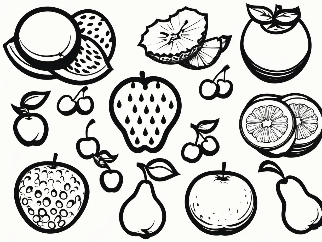 Vibrant Collection Six Fruits for Coloring Fun