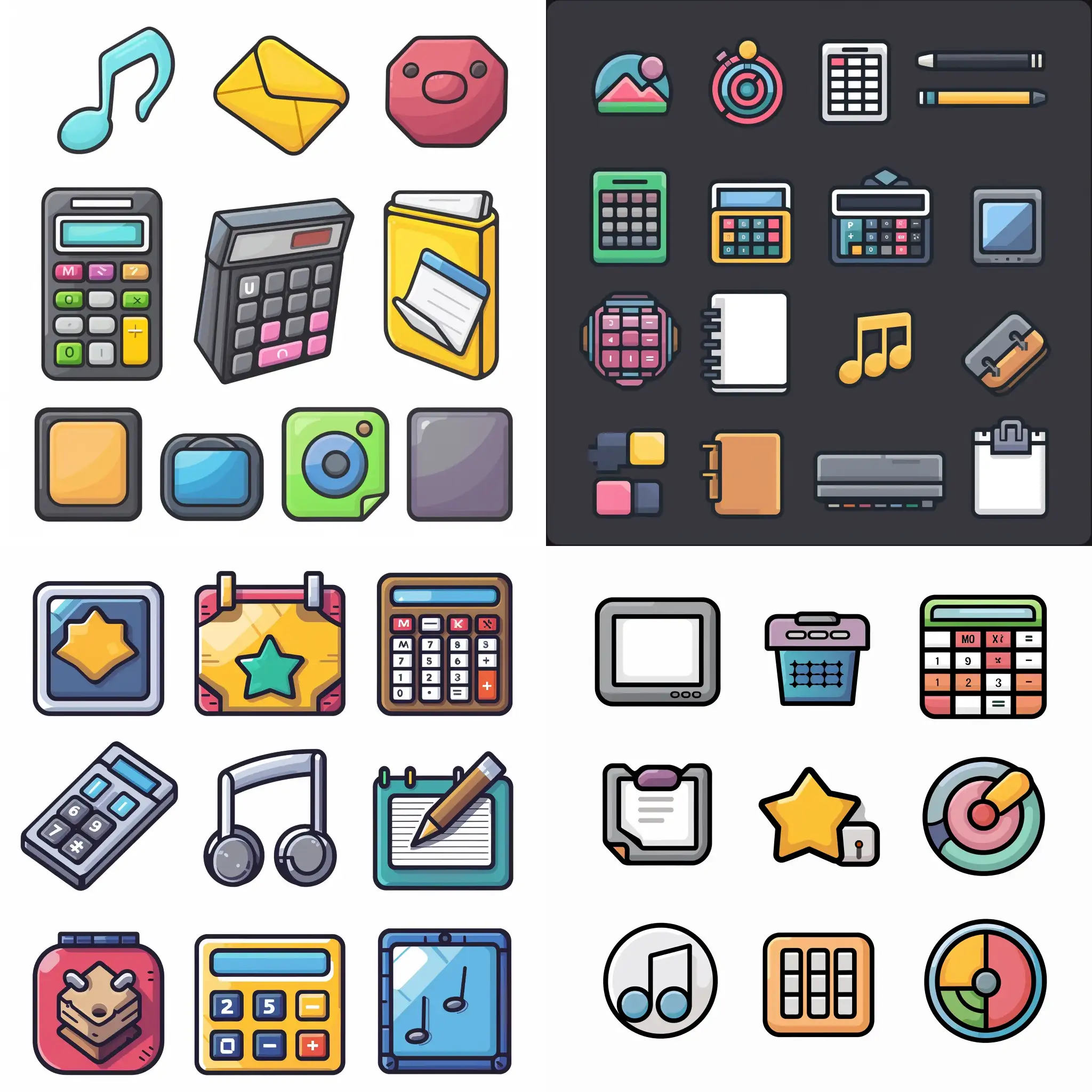 Pixel-Icons-Set-Explorer-Calculator-Music-App-System-Notepad