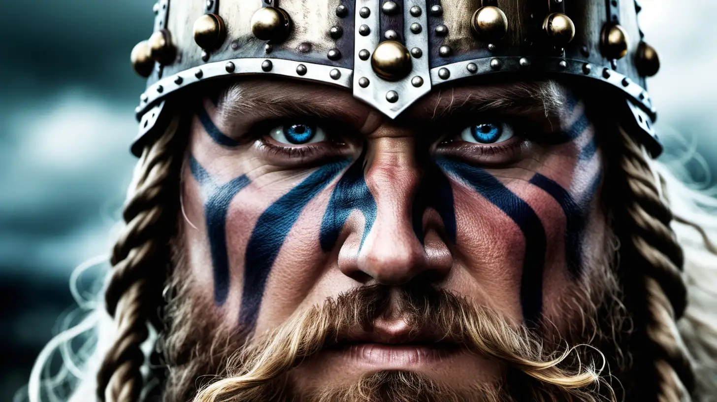 Intense Viking Portrait CloseUp Image of a Fierce Norse Warrior